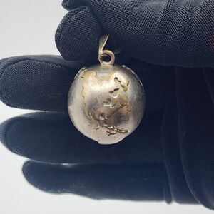 Sterling Silver Mexico Vintage Chime World Globe Pendant